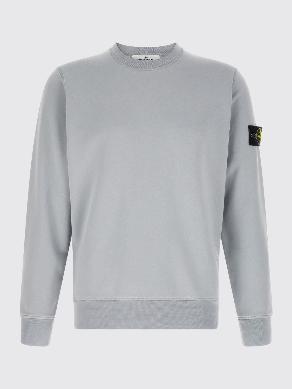 STONE ISLAND Black Cotton Logo Sweatshirt for Men