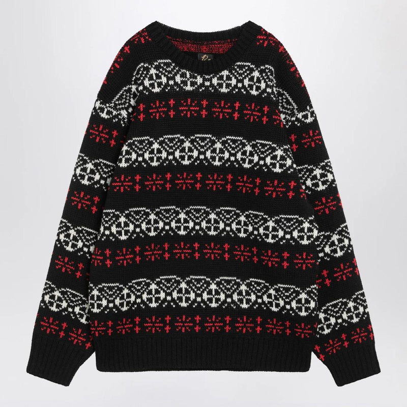 NEEDLES Nordic Wool Sweater Black Unisex Crewneck Knit PU317