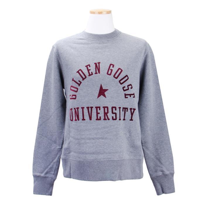 GOLDEN GOOSE Logo Print Crewneck Sweatshirt Women’s Navy Cotton