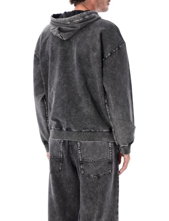 DIESEL Women’s Logo Pullover Hoodie Sweatshirt, Gray Cotton