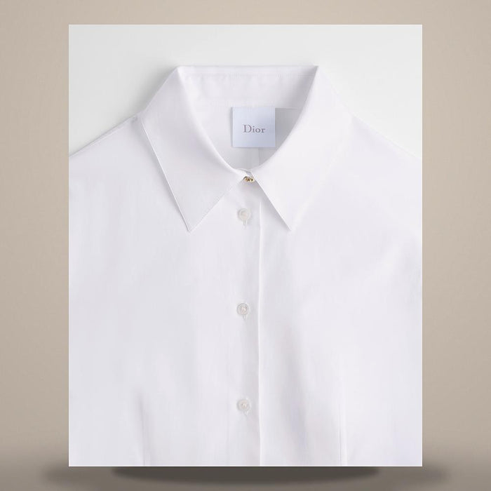 DIOR White Cotton Poplin Peplum Blouse 651B63A3076 X0100