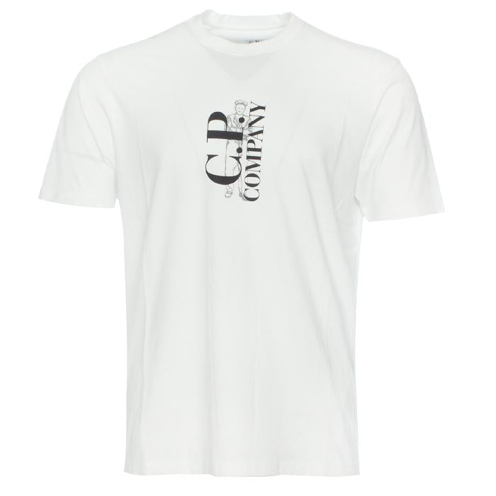 CP Company Vertical Logo Cotton T-Shirt White Men’s Top