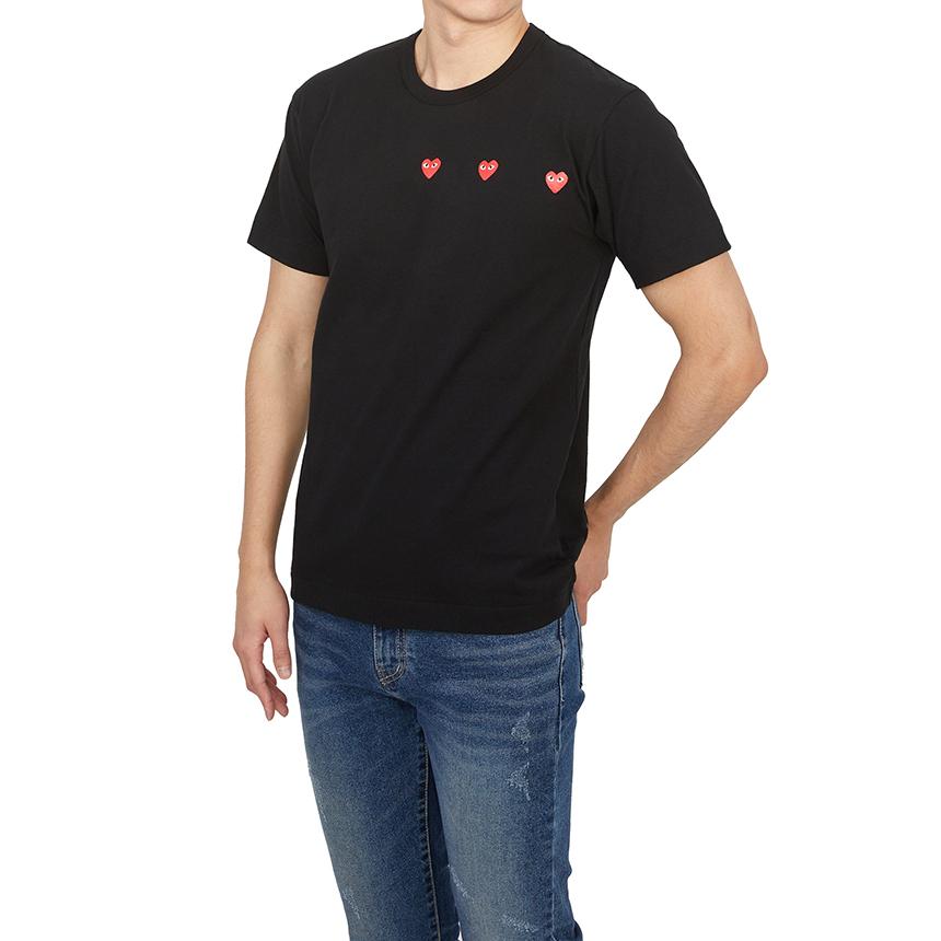 Comme des Garcons Triple Red Heart Unisex Short Sleeve T-Shirt