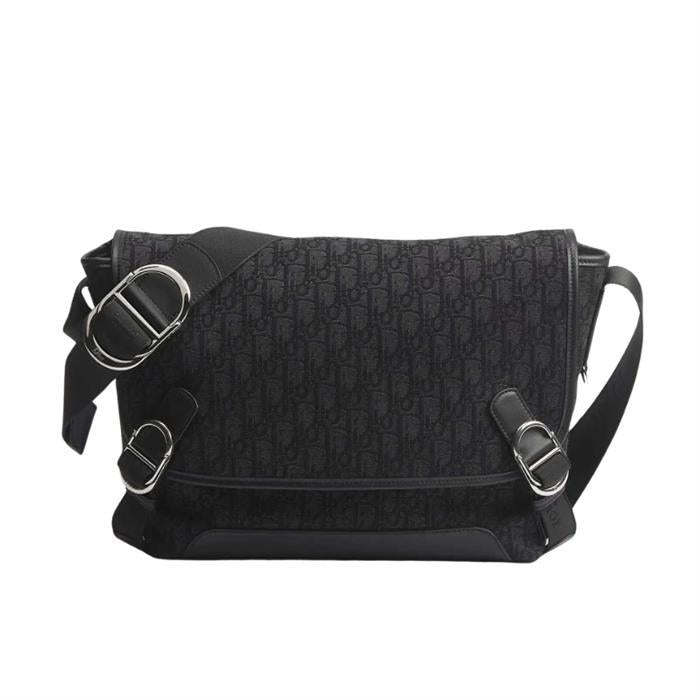 DIOR Jet Flap Messenger Bag Medium Black Leather Crossbody