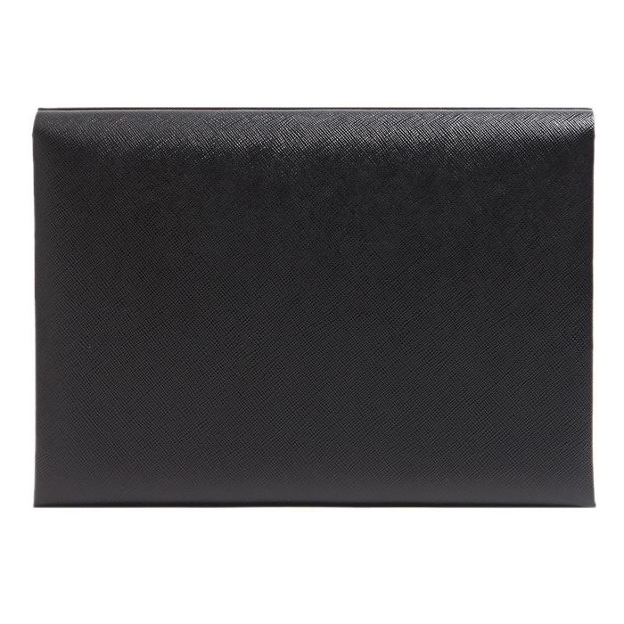 PRADA Saffiano Leather Document Clutch Crossbody Bag 1MD007 BLACK