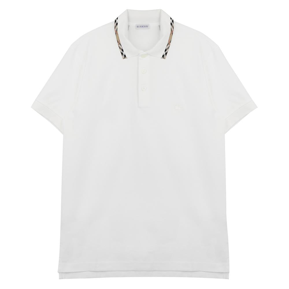 BURBERRY Check Trim Cotton Polo Shirt for Men 8126955