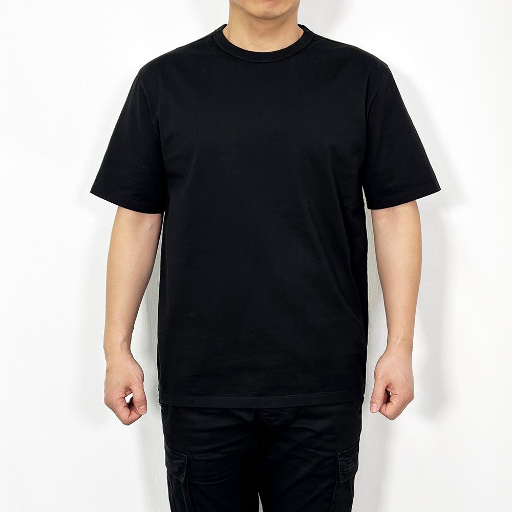 Ten C Garment-Dyed Cotton Short Sleeve T-Shirt Black Men 22CTCUH02194 A06460 999