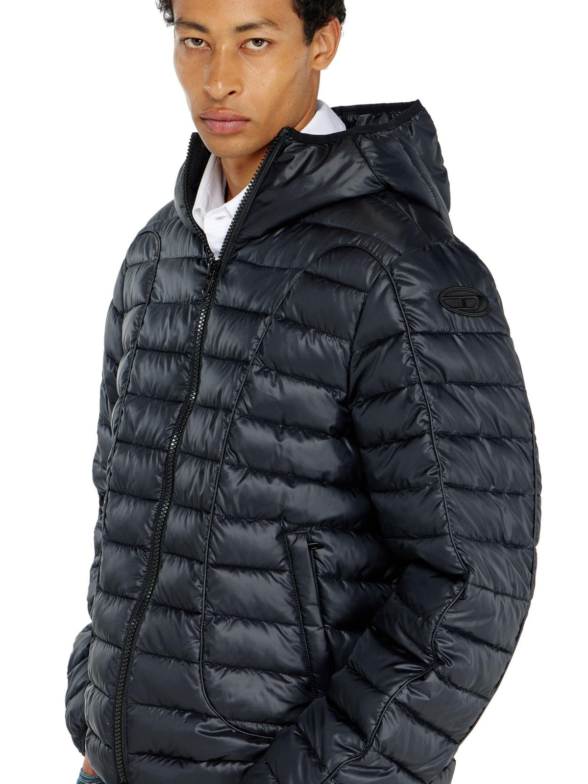 DIESEL Black Down Puffer Jacket for Men
