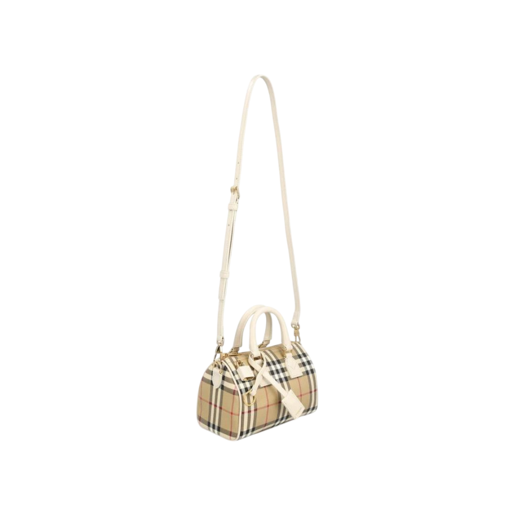BURBERRY Mini Vintage Check Bowling Bag Soft Beige Tote