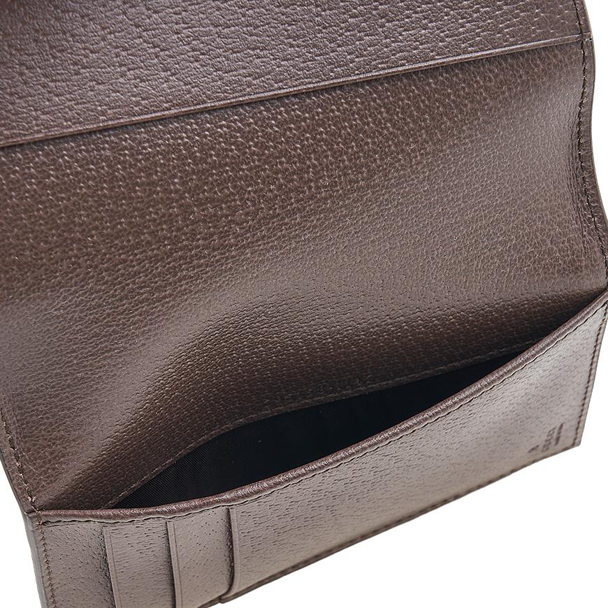 GUCCI Unisex Ophidia GG Canvas Passport Wallet Brown Trim