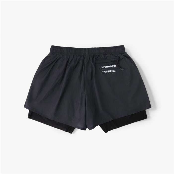OPTIMISTIC RUNNERS Layered Shorts Black Men’s Shorts