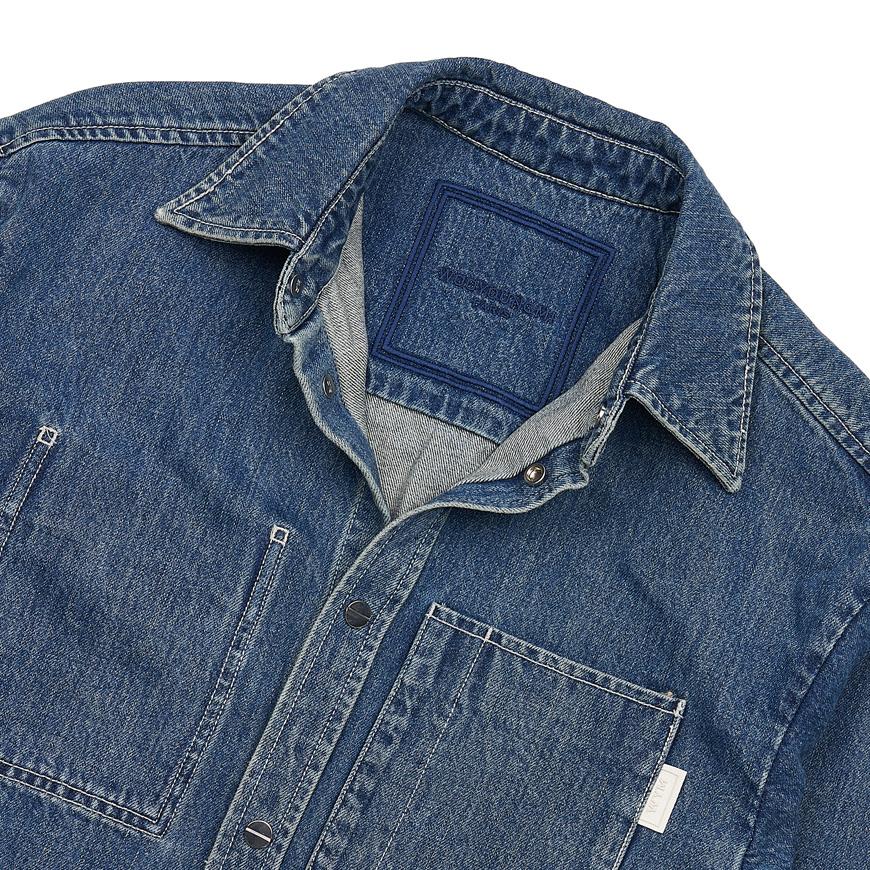 WOOYOUNGMI Blue Denim Back Logo Long Sleeve Shirt M243SH17 983L