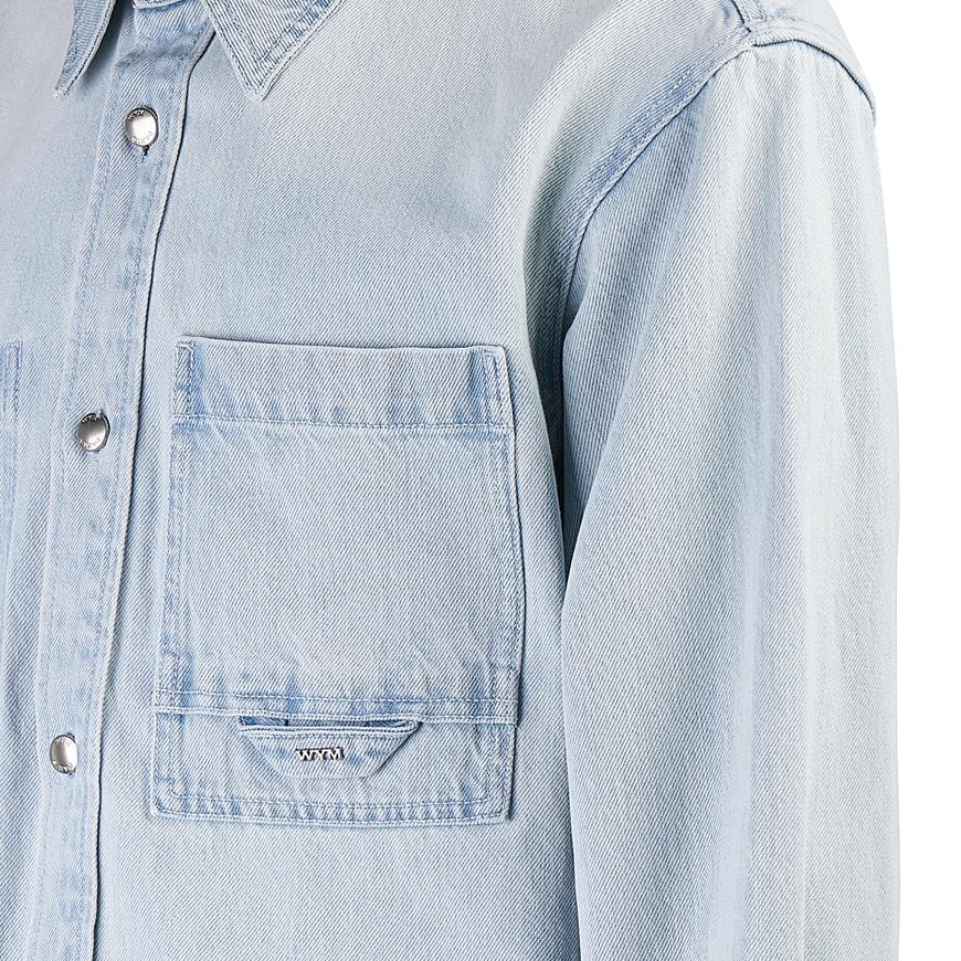 WOOYOUNGMI Men’s Flower Logo Denim Long-Sleeve Shirt
