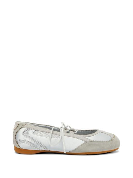 DIESEL Light Grey Leather Ballet Flats