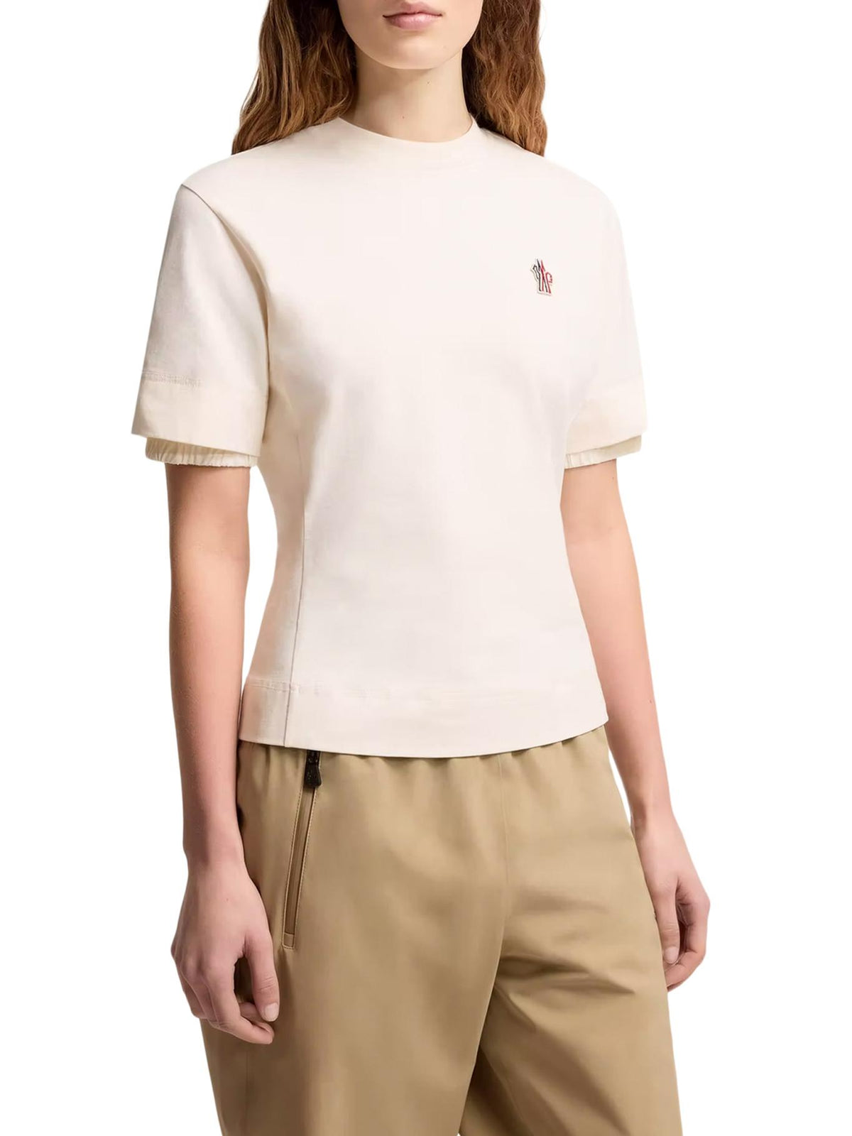 Moncler Natural Cotton Short Sleeve T-Shirt