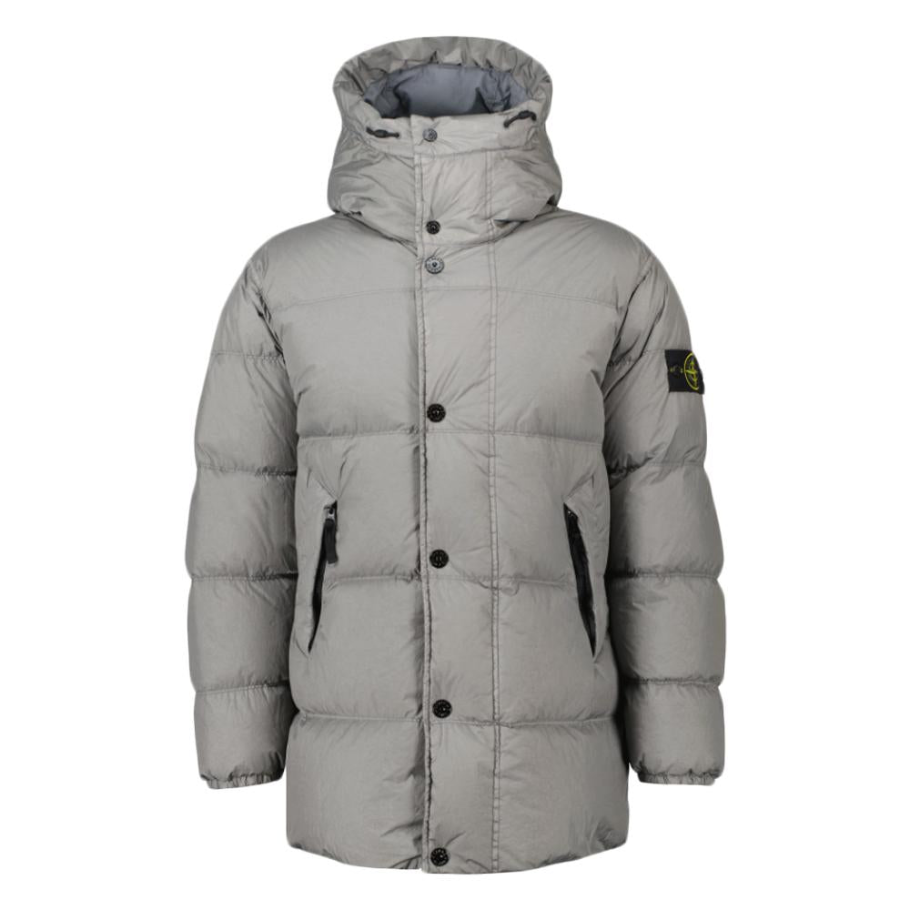 STONE ISLAND Grey Garment-Dyed Crinkle Reps Hooded Dow K2S15 4100012 S0A23 V006B