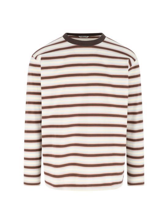 AURALEE Long Sleeve Sweatshirt for Men A26SP01GJ FADE BROWN STRIPE DOM