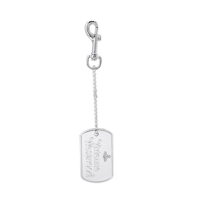 Vivienne Westwood Dog Tag Charm Keyring Silver-Tone