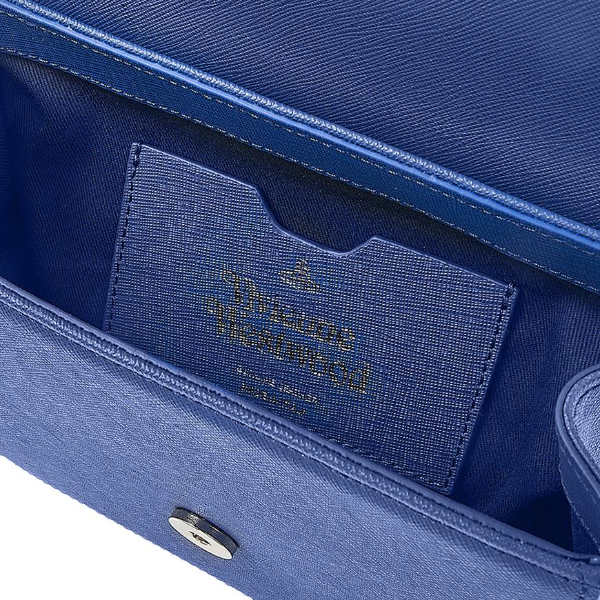 Vivienne Westwood Saffiano Linda Crossbody Bag Navy Leather