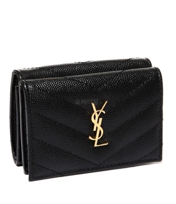 Saint Laurent Monogram Mini Leather Bifold Wallet Black