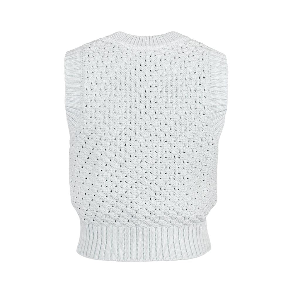 GANNI Women’s Logo Jacquard Crochet Knit Vest K2348 628