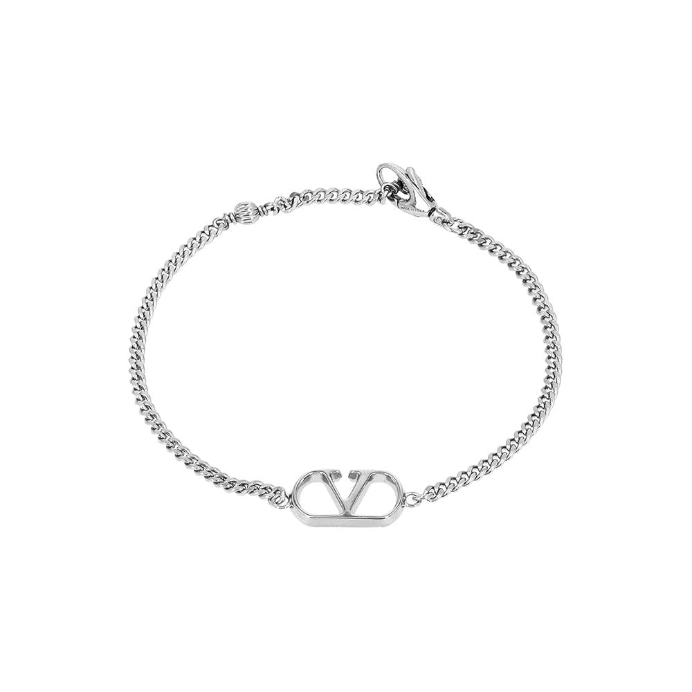VALENTINO Garavani V-Logo Leather Men's Bracelet 8Y2J0AG4 MET 172