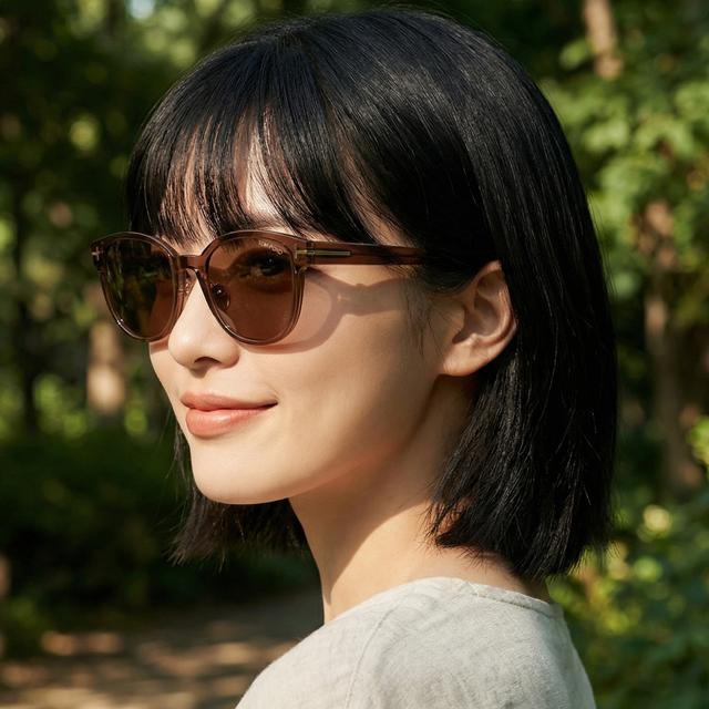 TOM FORD Round Transparent Acetate Asian Fit Sunglasses TF1137K 48E