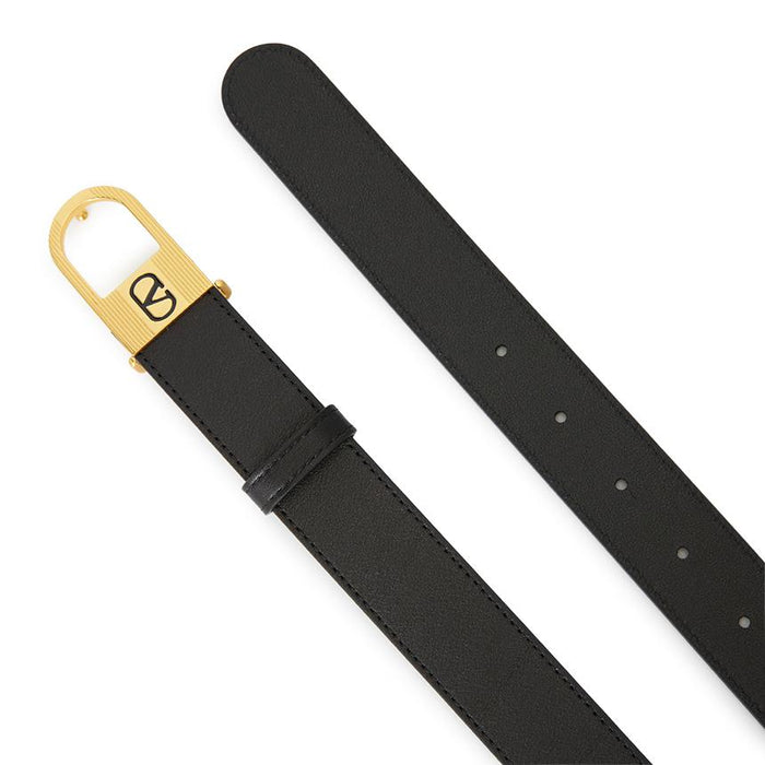 VALENTINO VLogo Signature Leather Belt for Men Black