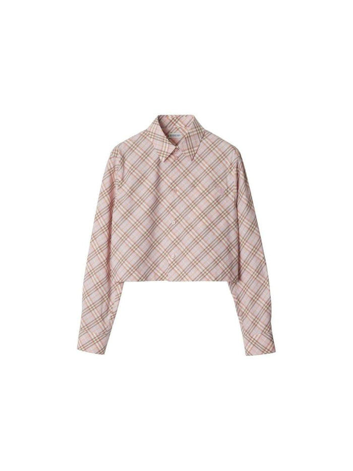 BURBERRY Beige Check Cotton Long-Sleeve Shirt Keyring