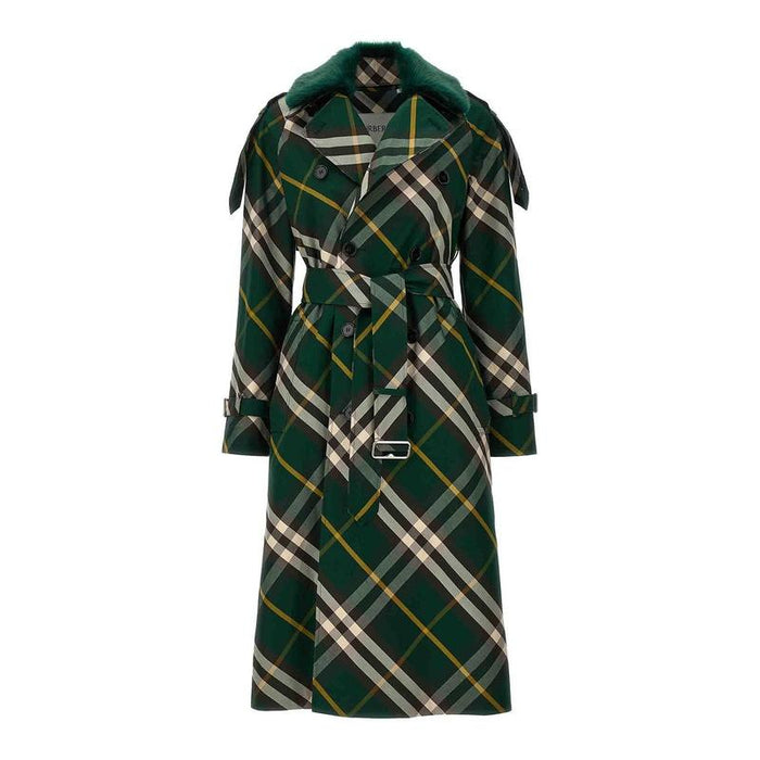 BURBERRY Check Gabardine Women’s Long Trench Coat