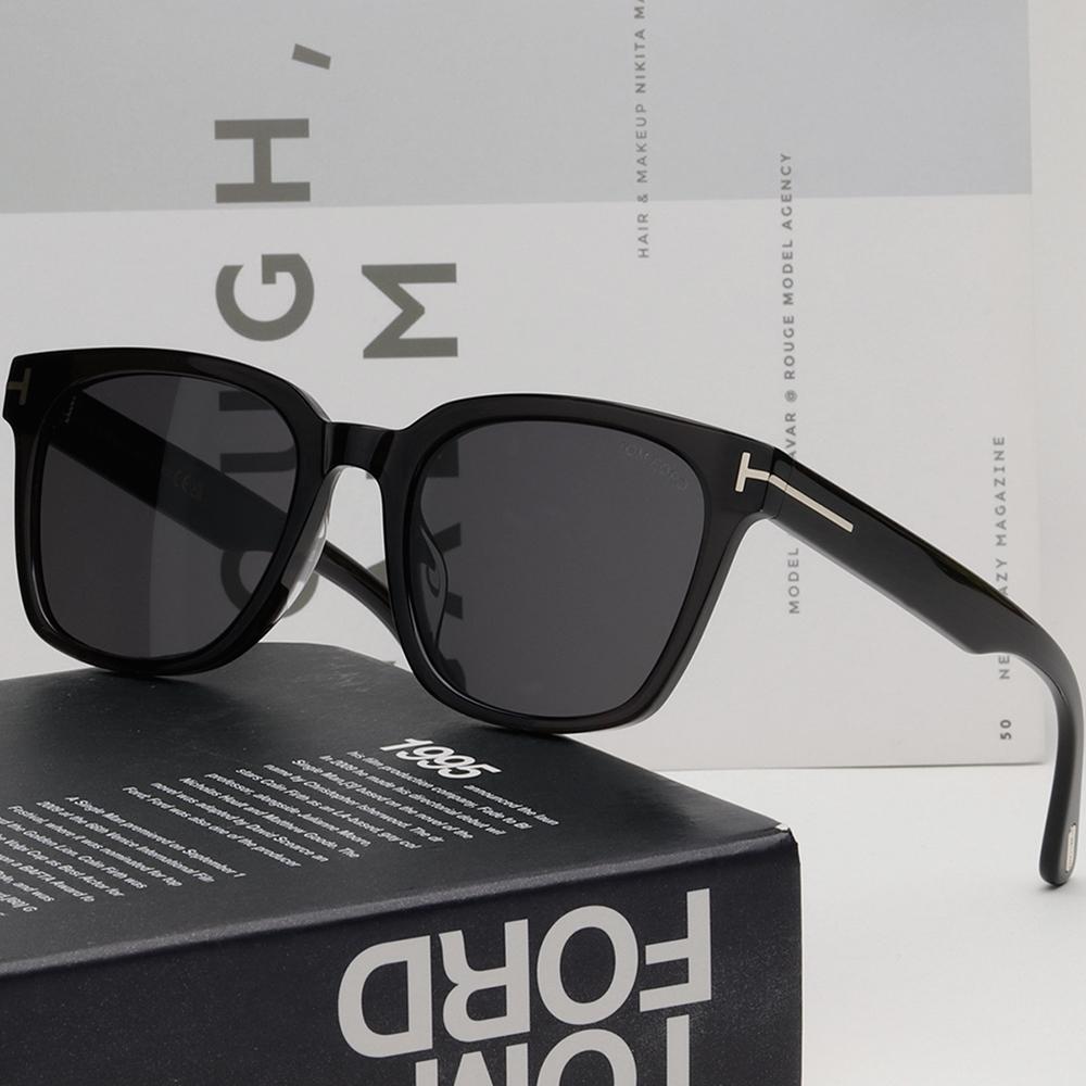 TOM FORD Transparent Black Square Sunglasses Unisex Asian Fit