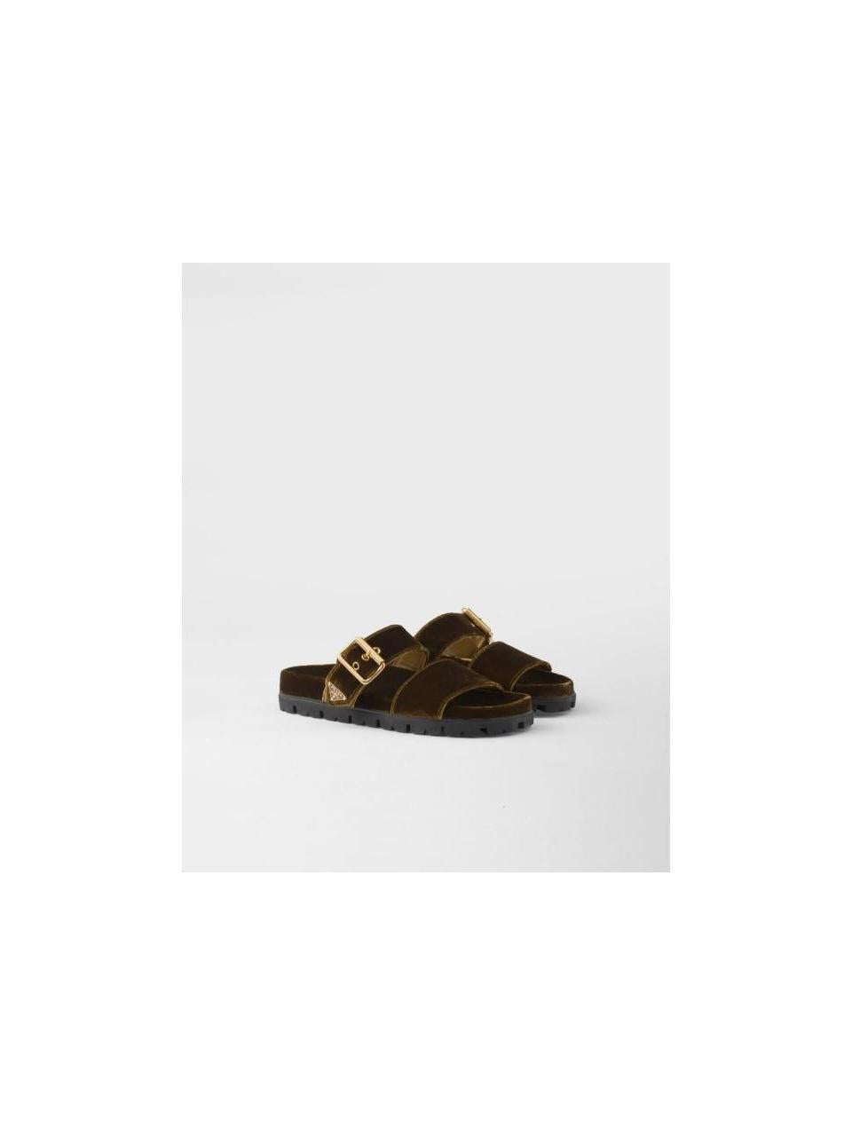 PRADA Velvet Slide Sandals Black