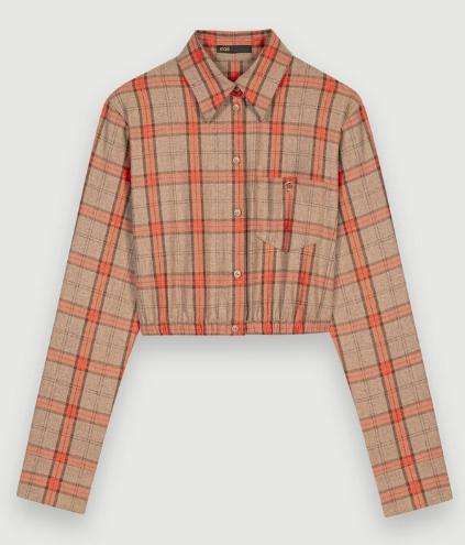 maje Checkered Crop Shirt mfpcm00357
