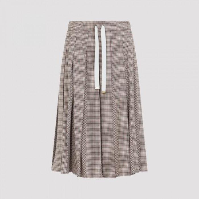 Moncler Women's Micro Check Wool Midi Skirt 2D00001 599LV F22