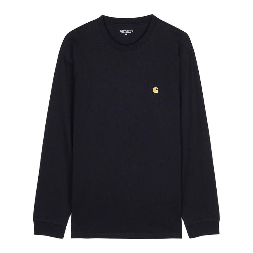 CARHARTT WIP Men’s Chase Long Sleeve T-Shirt Black Cotton