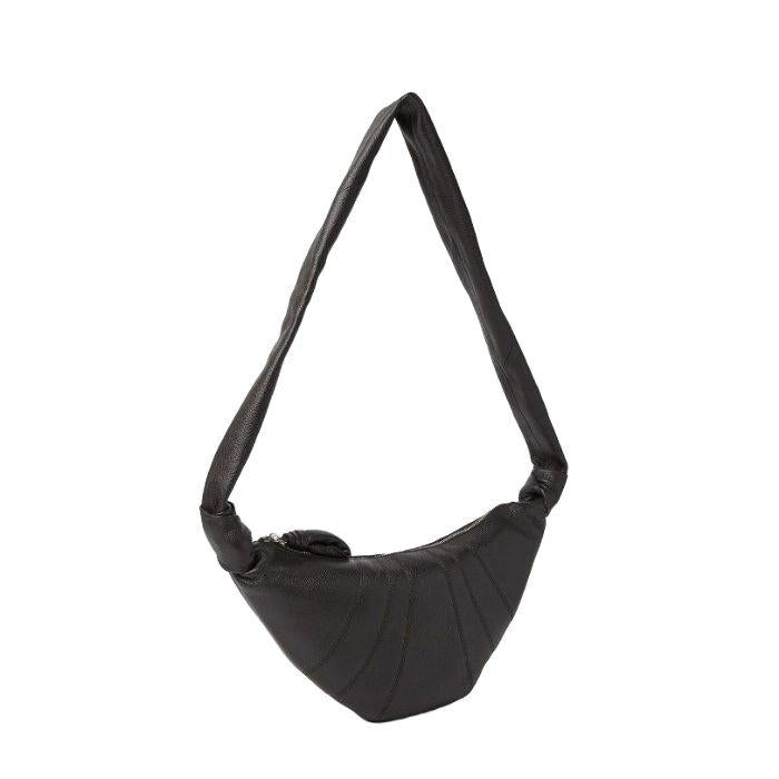 Lemaire Unisex Small Croissant Crossbody Shoulder Bag Black Leather