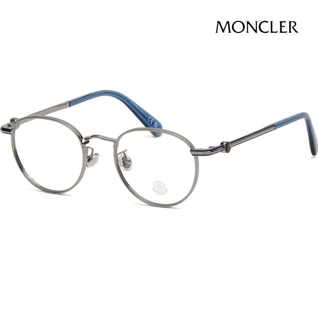 Moncler Silver Metal Round Eyeglass Frame Unisex ML5204H 014