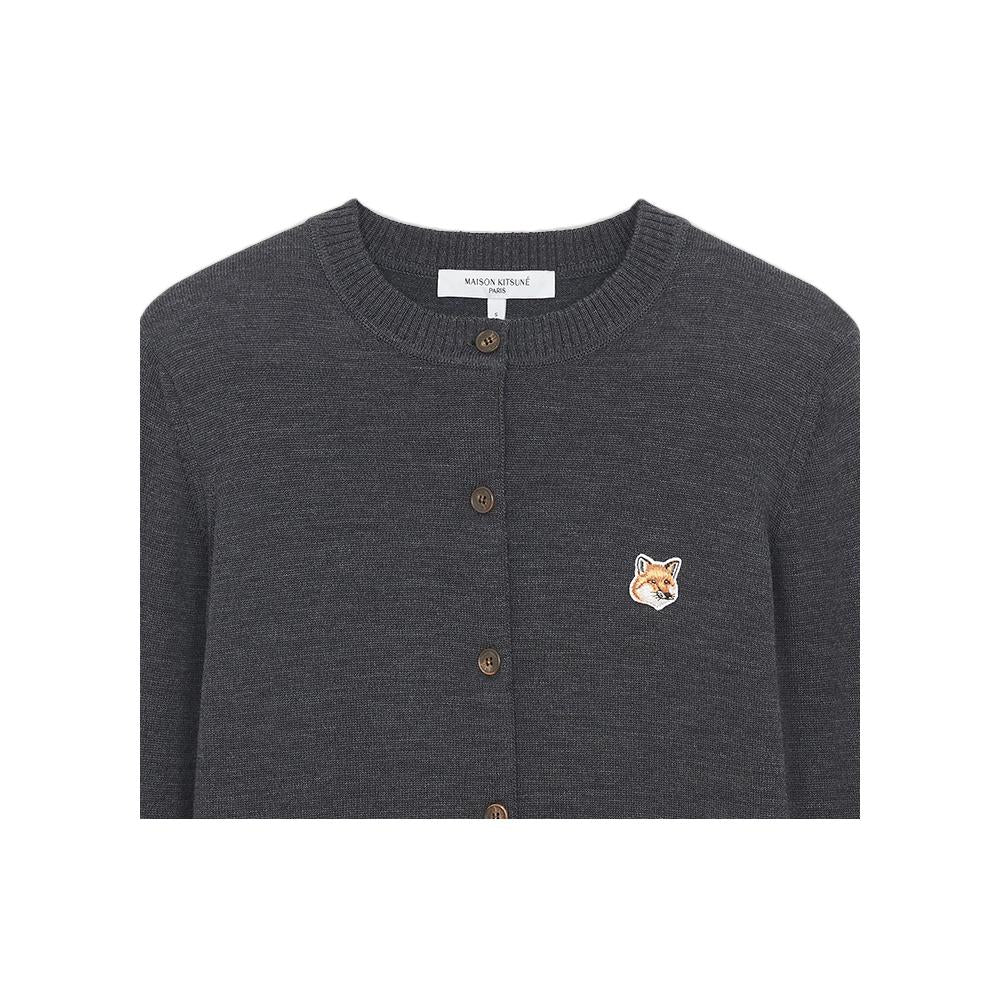 Maison Kitsune Fox Head Patch Charcoal Melange Women's Cardig HW00521KT1036 H190