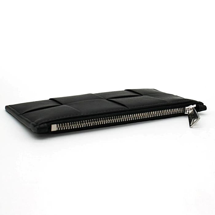 Bottega Veneta Cassette Long Zip Card Case Leather Navy