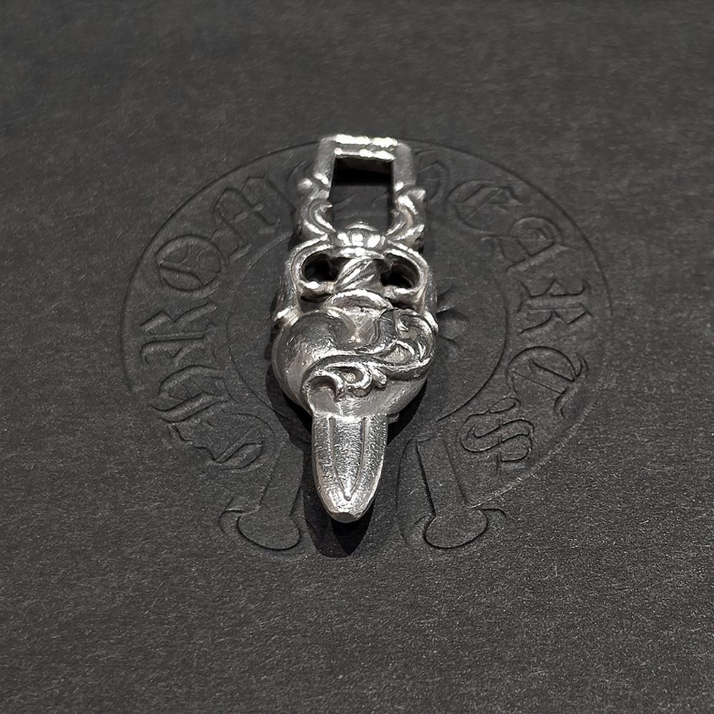 Chrome Hearts Heart Dagger Pendant Charm Necklace Unisex