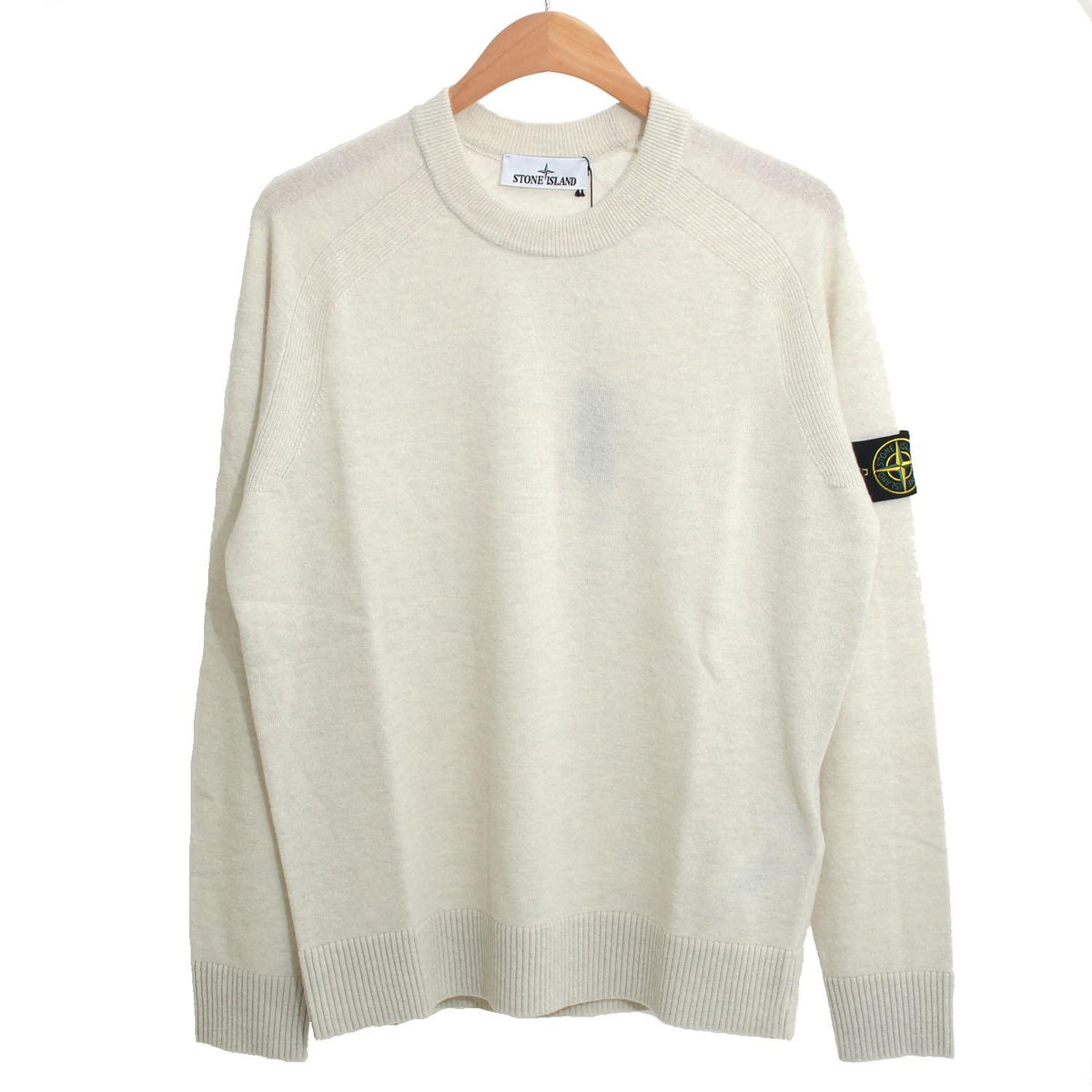 STONE ISLAND Ivory Wool Crewneck Knit Sweater for Men K2S155100045 S00B4 V0M93