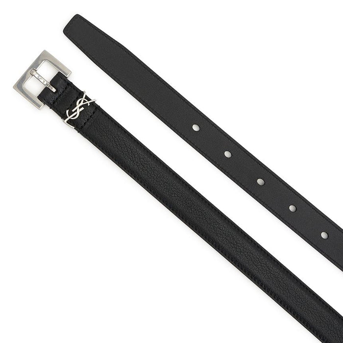 Saint Laurent Monogram Leather Belt Black Men’s