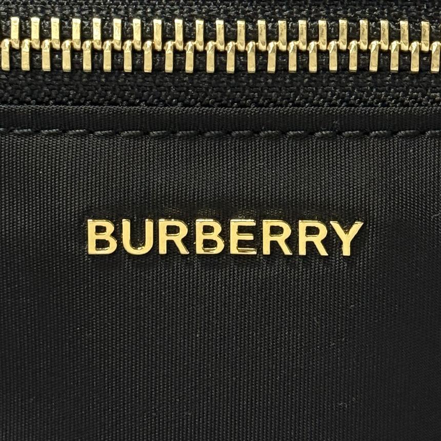 BURBERRY Black Nylon Tote Shoulder Bag with Lettering Logo 81092721