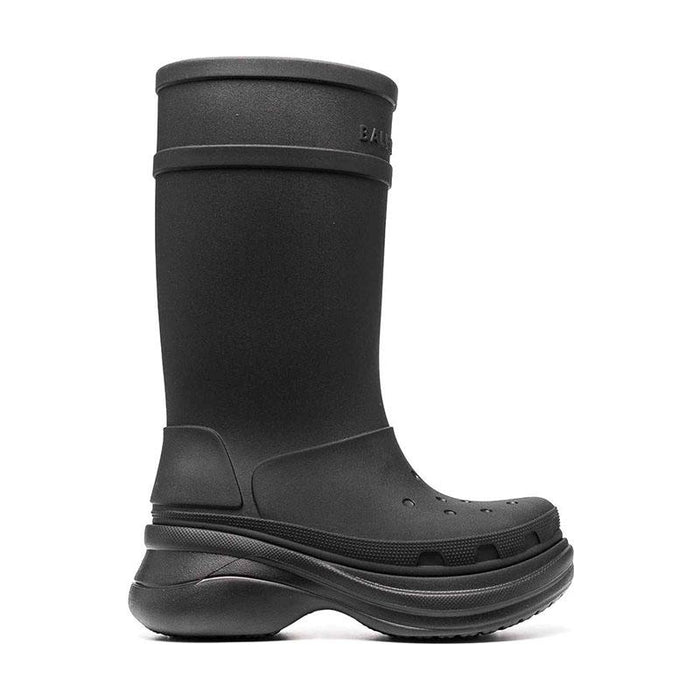 BALENCIAGA Black Rubber Crocs Chelsea Boots Unisex
