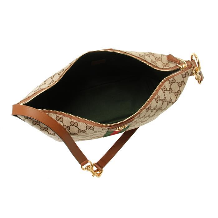 GUCCI Medium Vanity Top Handle Shoulder Bag Beige Brown Leather