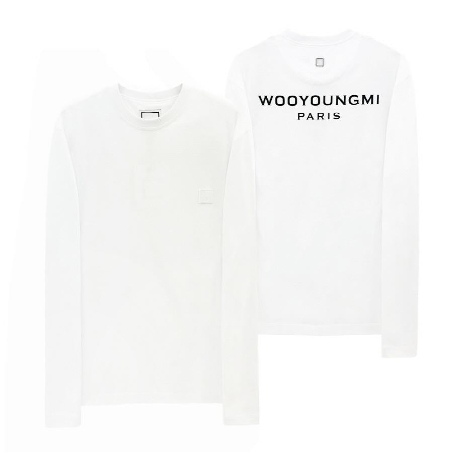 WOOYOUNGMI White Back Logo Cotton Long Sleeve T-Shirt