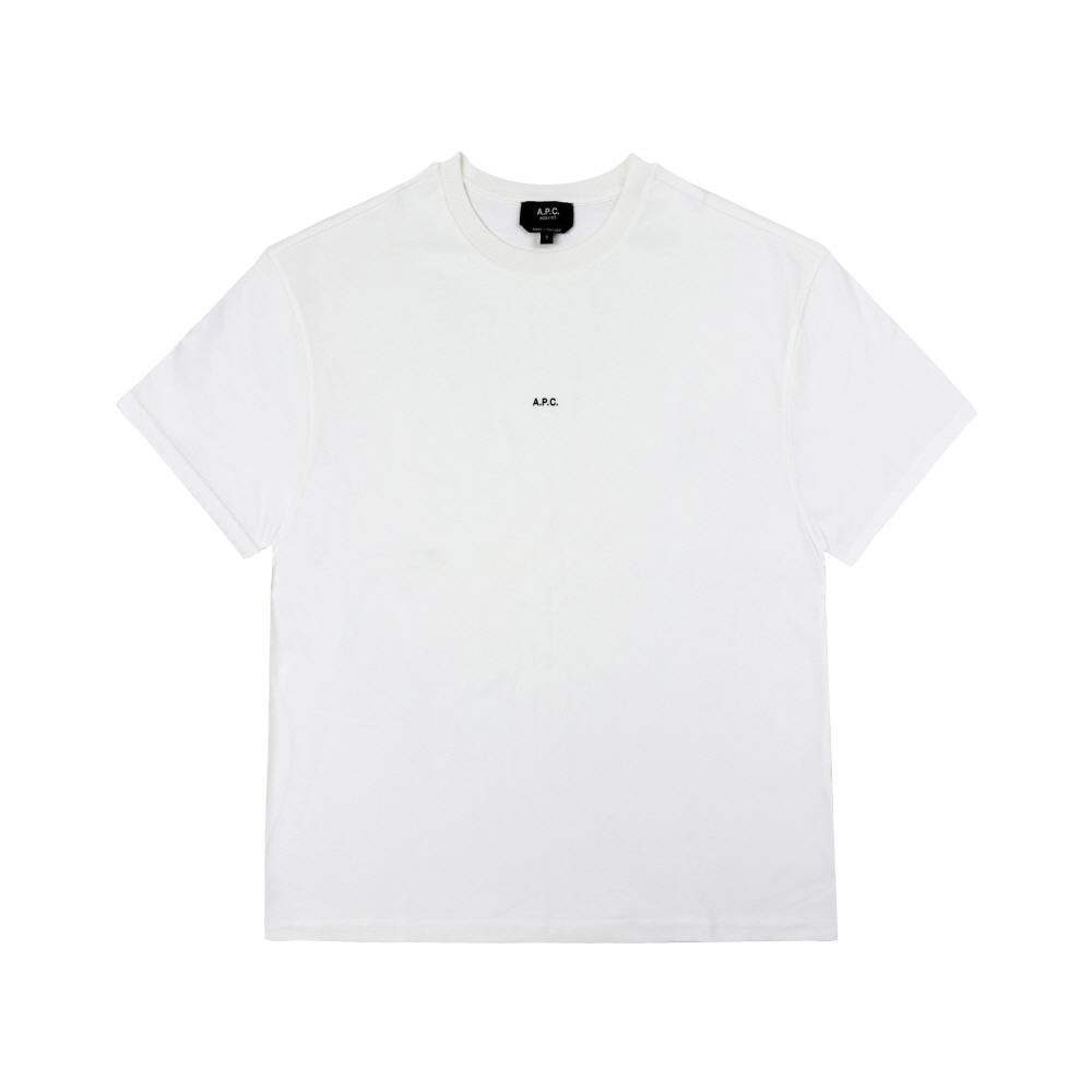 A.P.C. White Black Tag Logo Short Sleeve T-Shirt Men