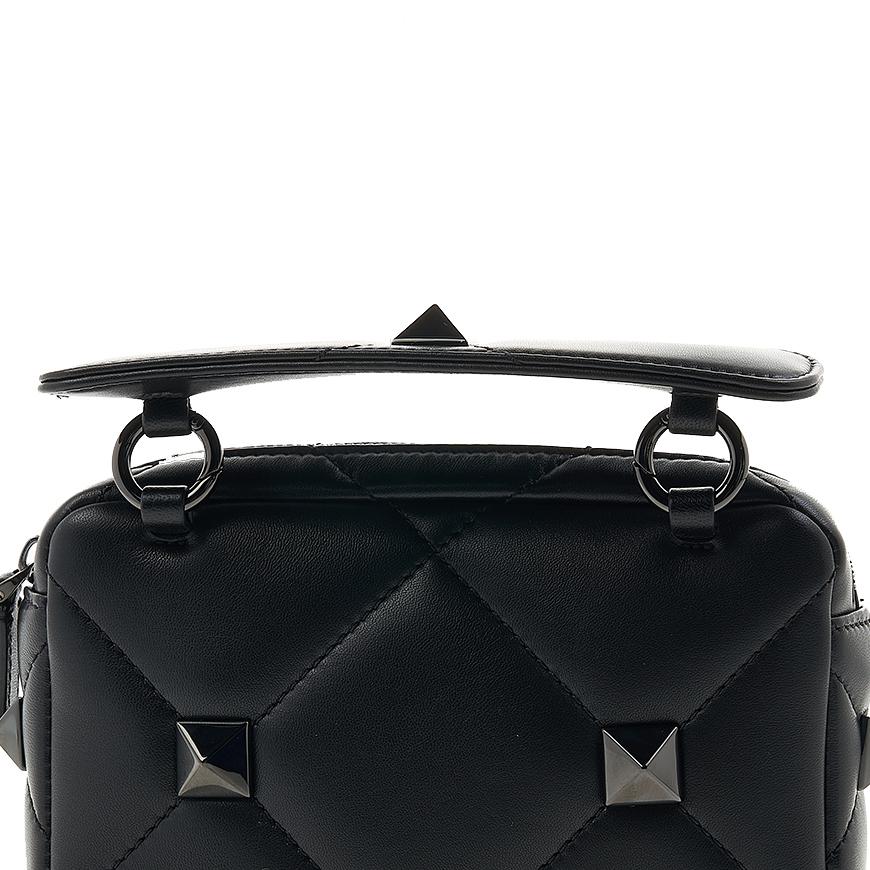 VALENTINO Roman Stud Quilted Leather Tote Bag Black Women