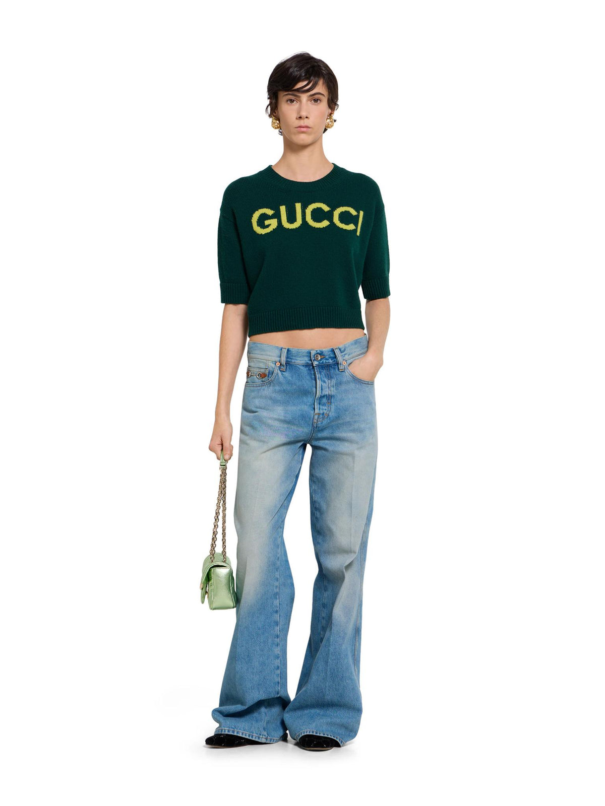 GUCCI Pink Wool Round Neck Knit Sweater