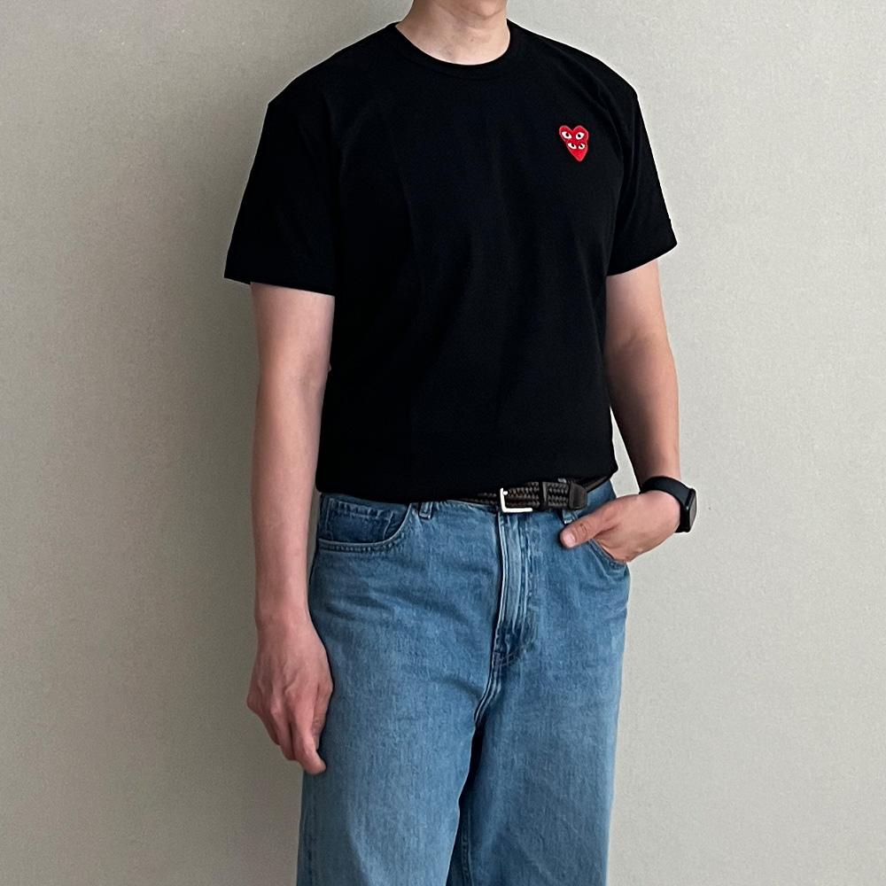 Comme des Garcons Double Heart Logo Short Sleeve T-Shirt Black AX T288